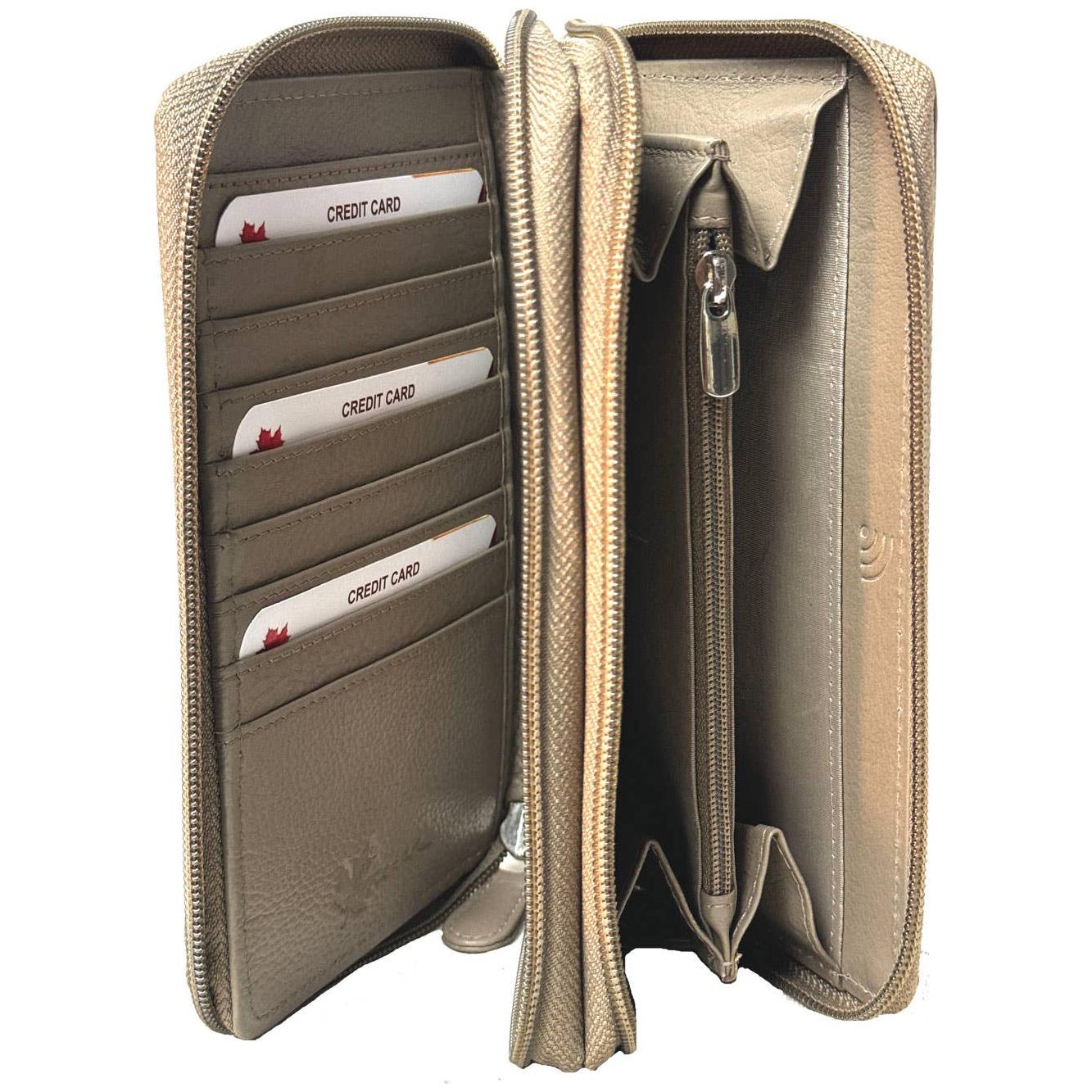IGI CANADA - Genuine Cowhide Leather Zip-Around Ladies RFID Wallet #7616R