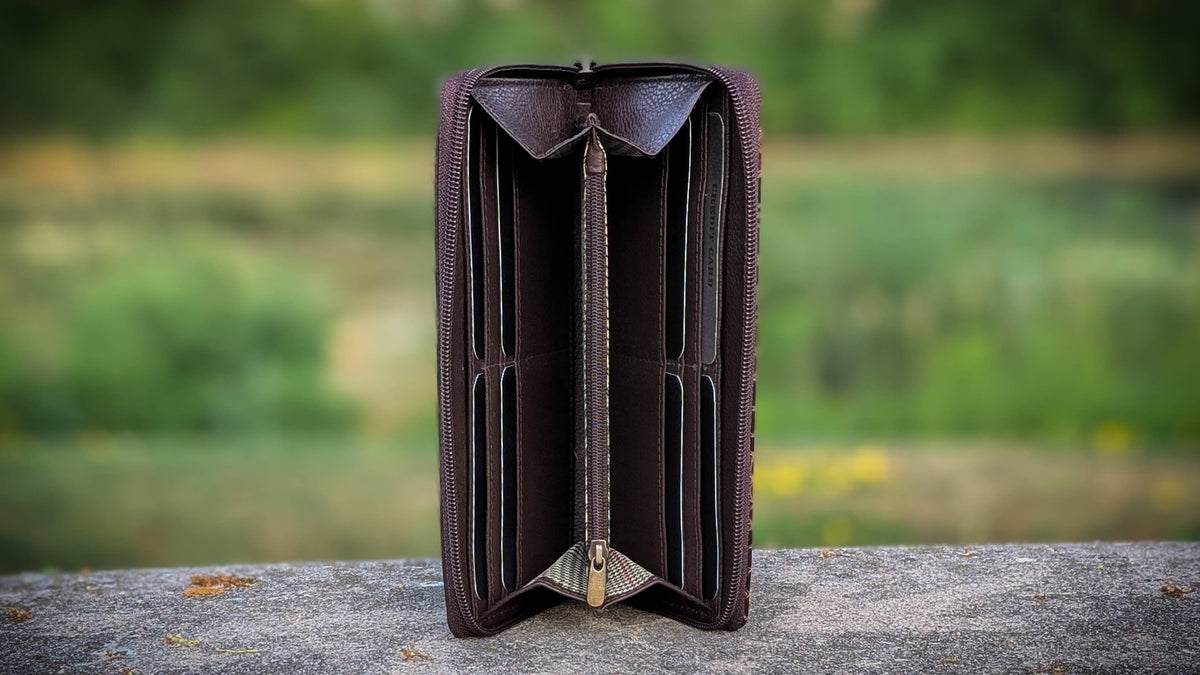 Genuine Leather Ladies Wallet RFID – Brown Croco 113