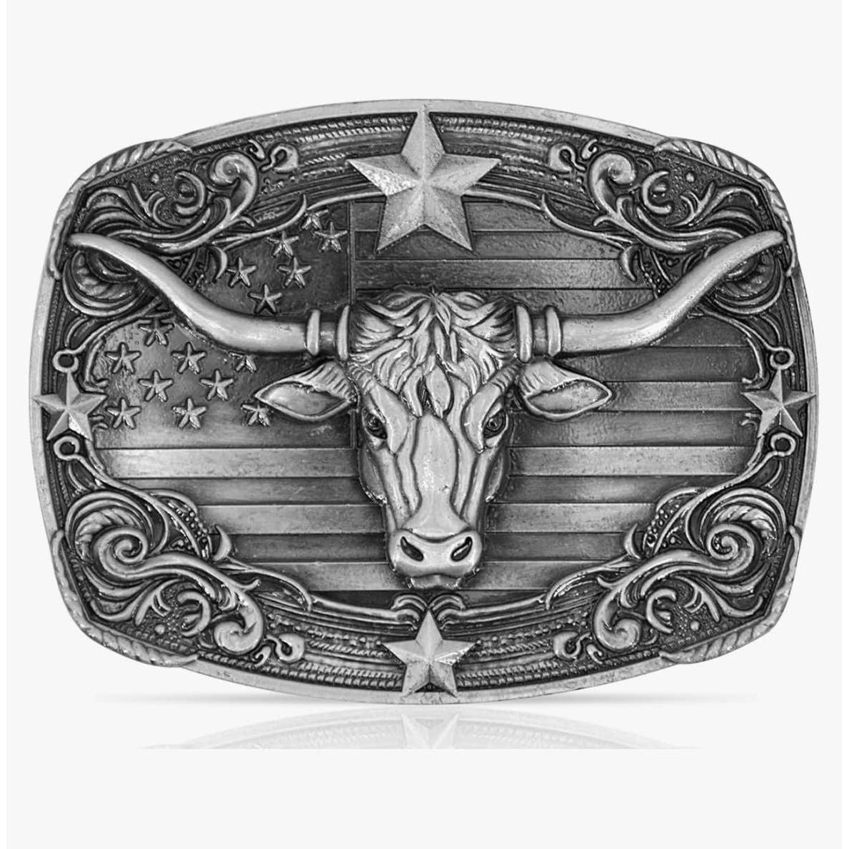 Western Cowboy Long Horn Bull Belt Buckle 1792ATS