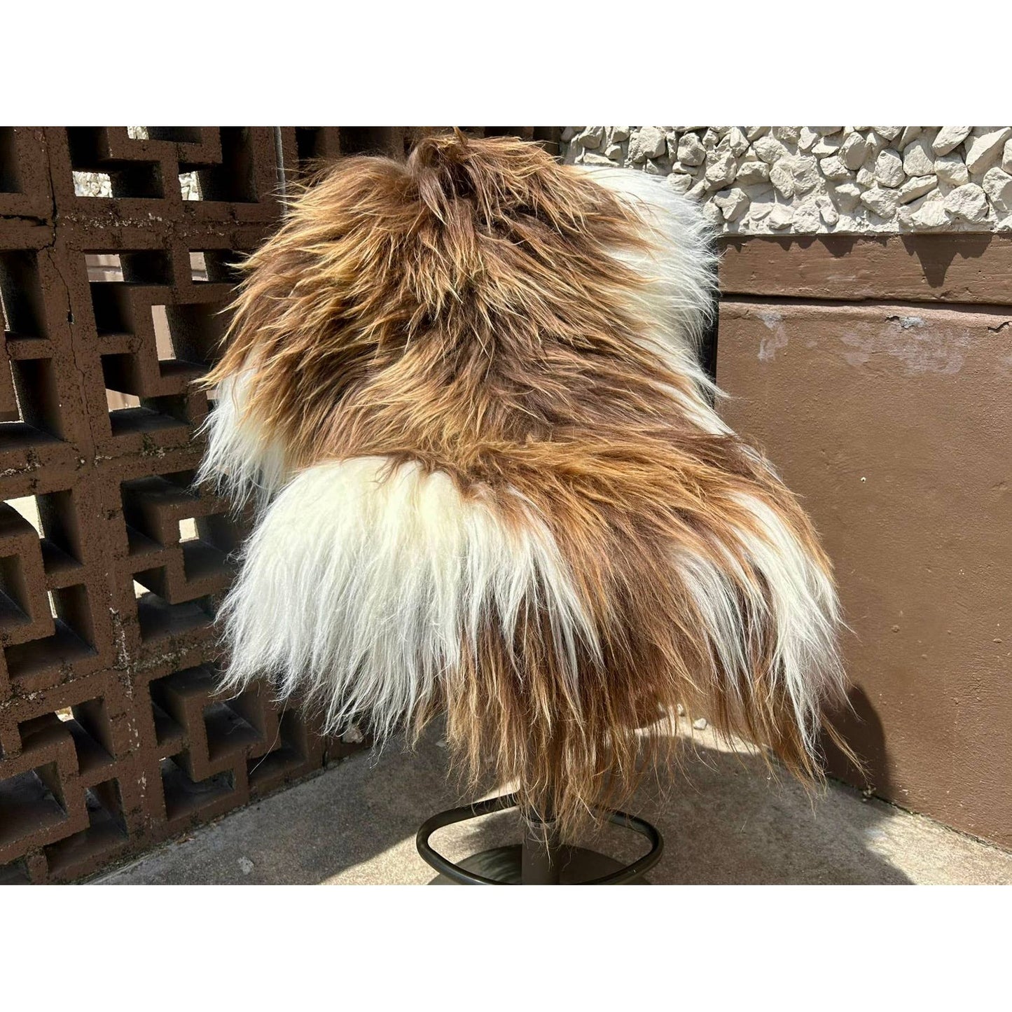 Brown & White Icelandic Sheepskin Rug 4x3'