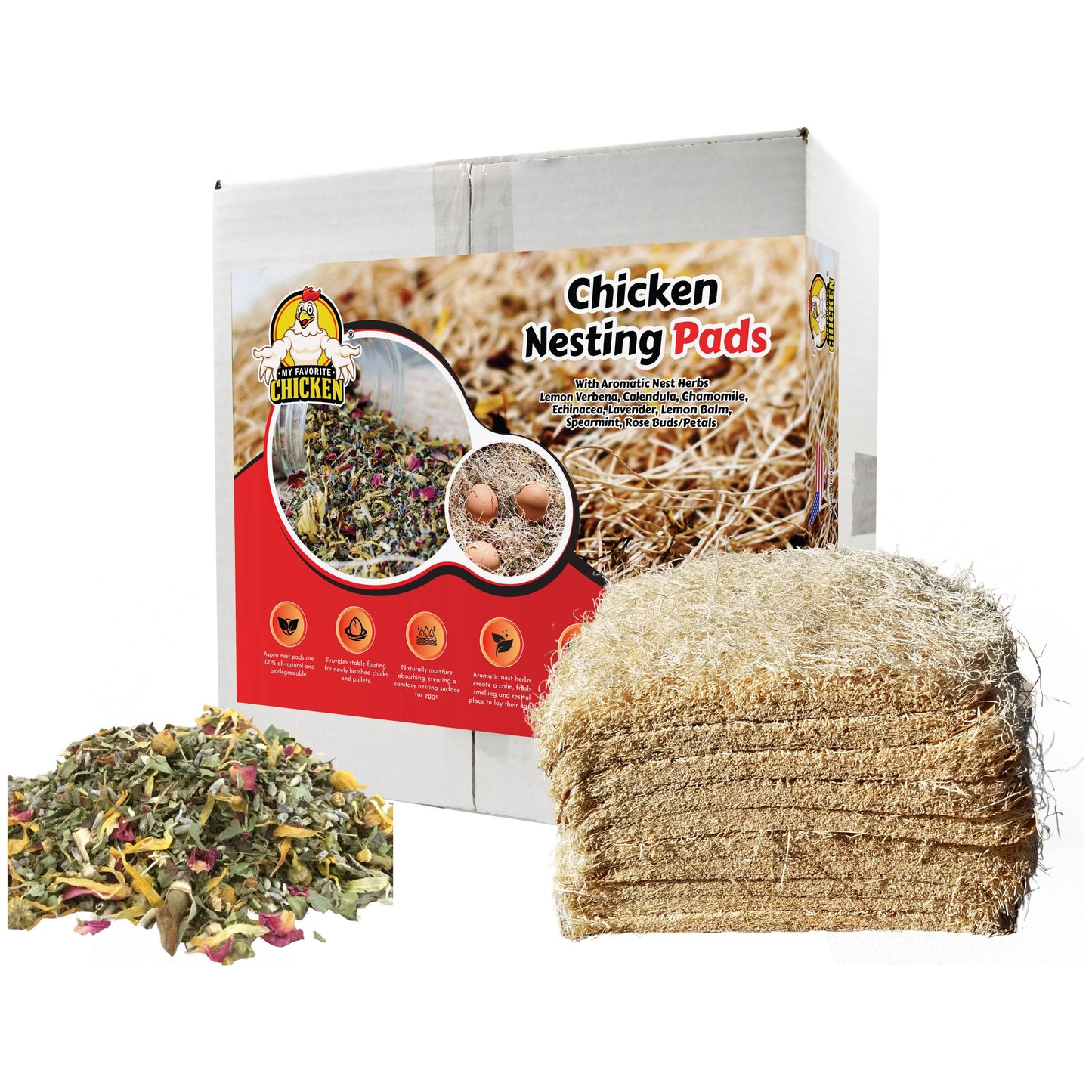 My Favorite Chicken - Chicken Nesting Pads with Aromatic Nest Herbs, 10pk