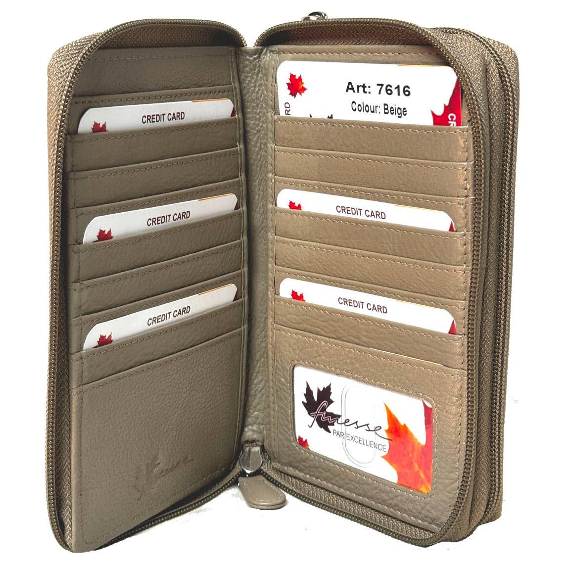 IGI CANADA - Genuine Cowhide Leather Zip-Around Ladies RFID Wallet #7616R