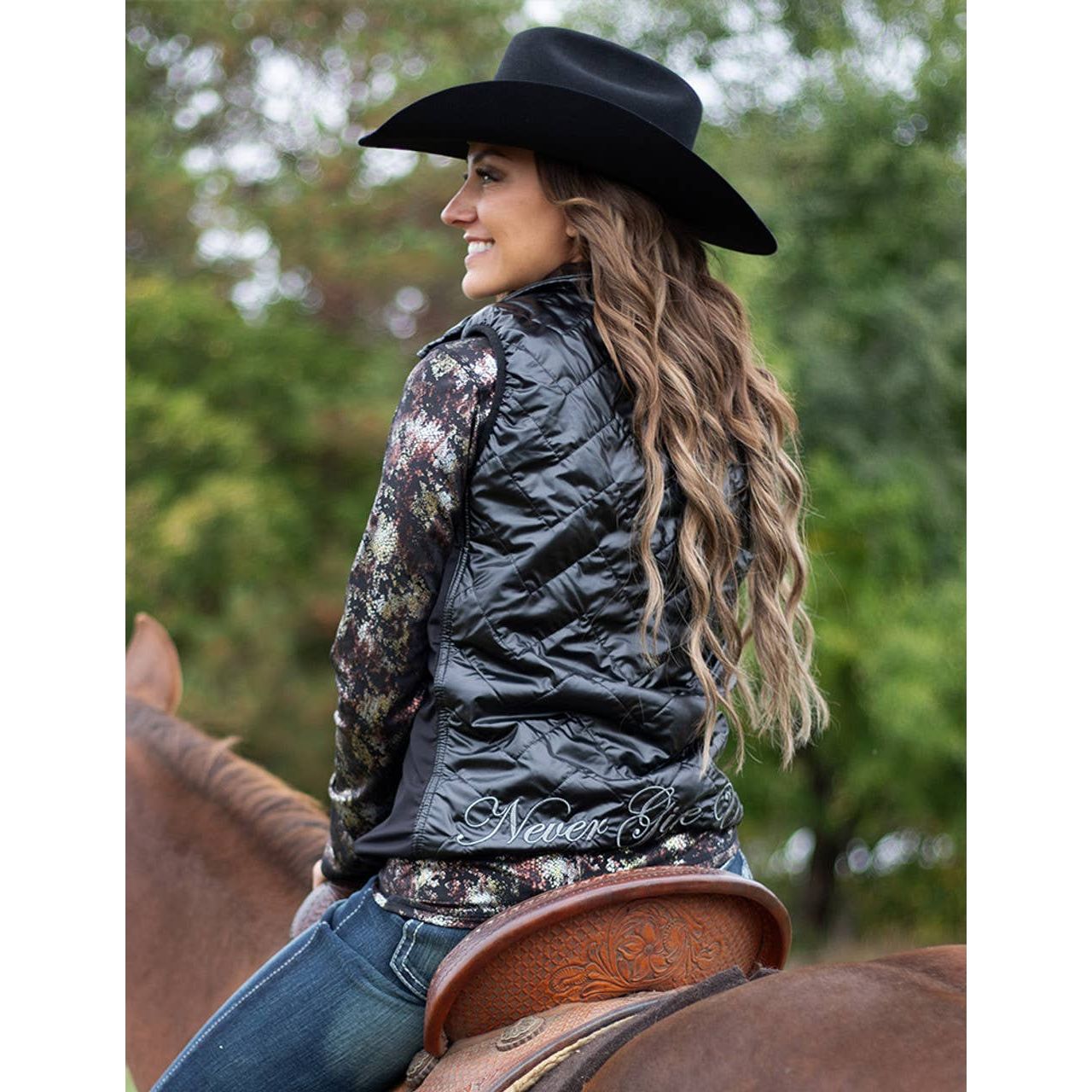 Cowgirl Tuff Co. / B. Tuff Jeans - Vest (Black Mid-weight With Silver Embroidery Logos)