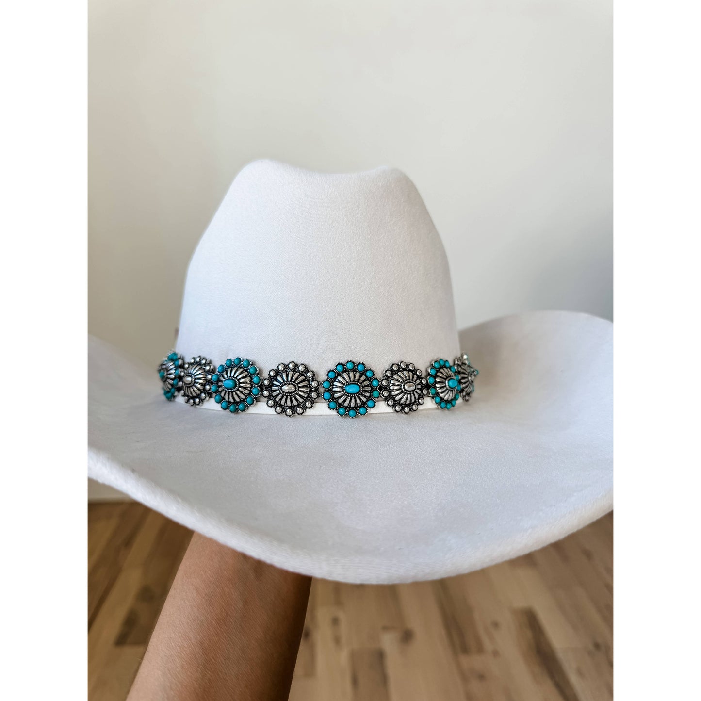 Western Hat Band - Concho, stone, longhorn steer