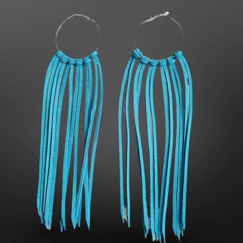 Western Suede Leather Hoop Earrings
