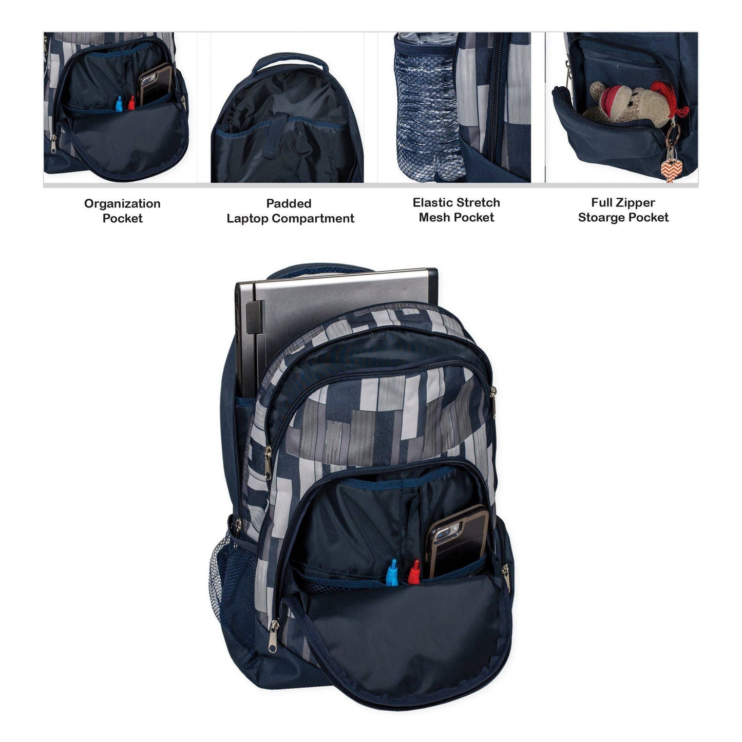 Space Gray & Navy Backpack & Lunchbag Set