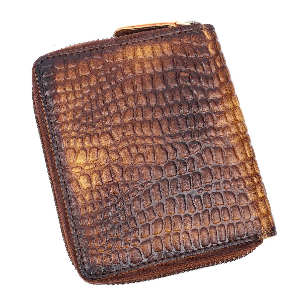 Genuine Leather Wallet RFID – (Tan / Brown Croco) Dual-Tone 253