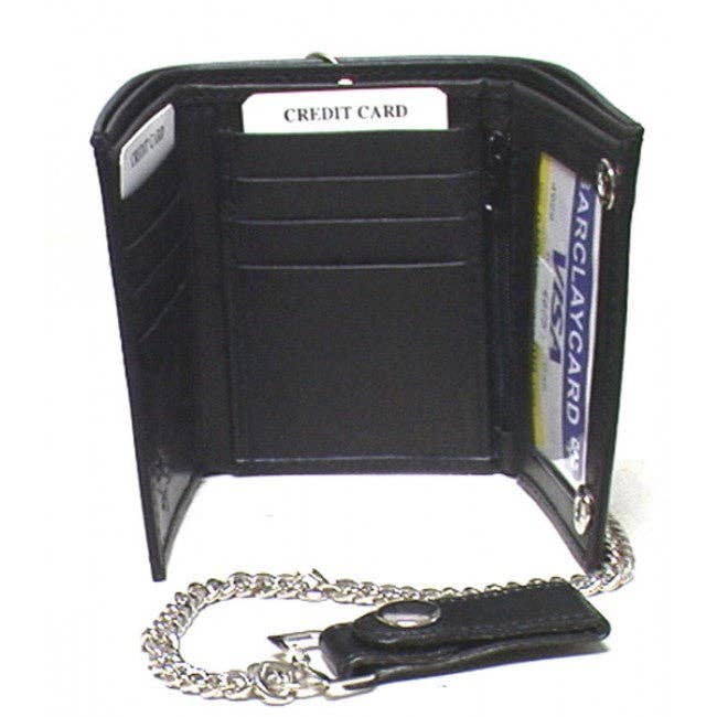 Genuine Leather Men's Tri-fold Biker/Truckers' Wallet #4675