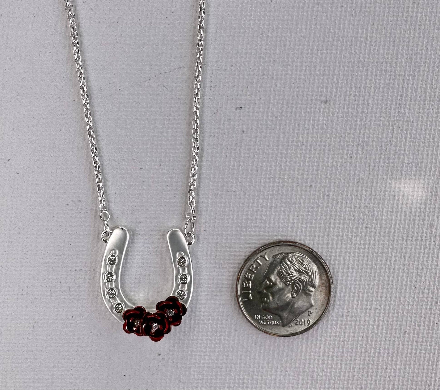 Horseshoe with Roses/Horse Lovers Necklace