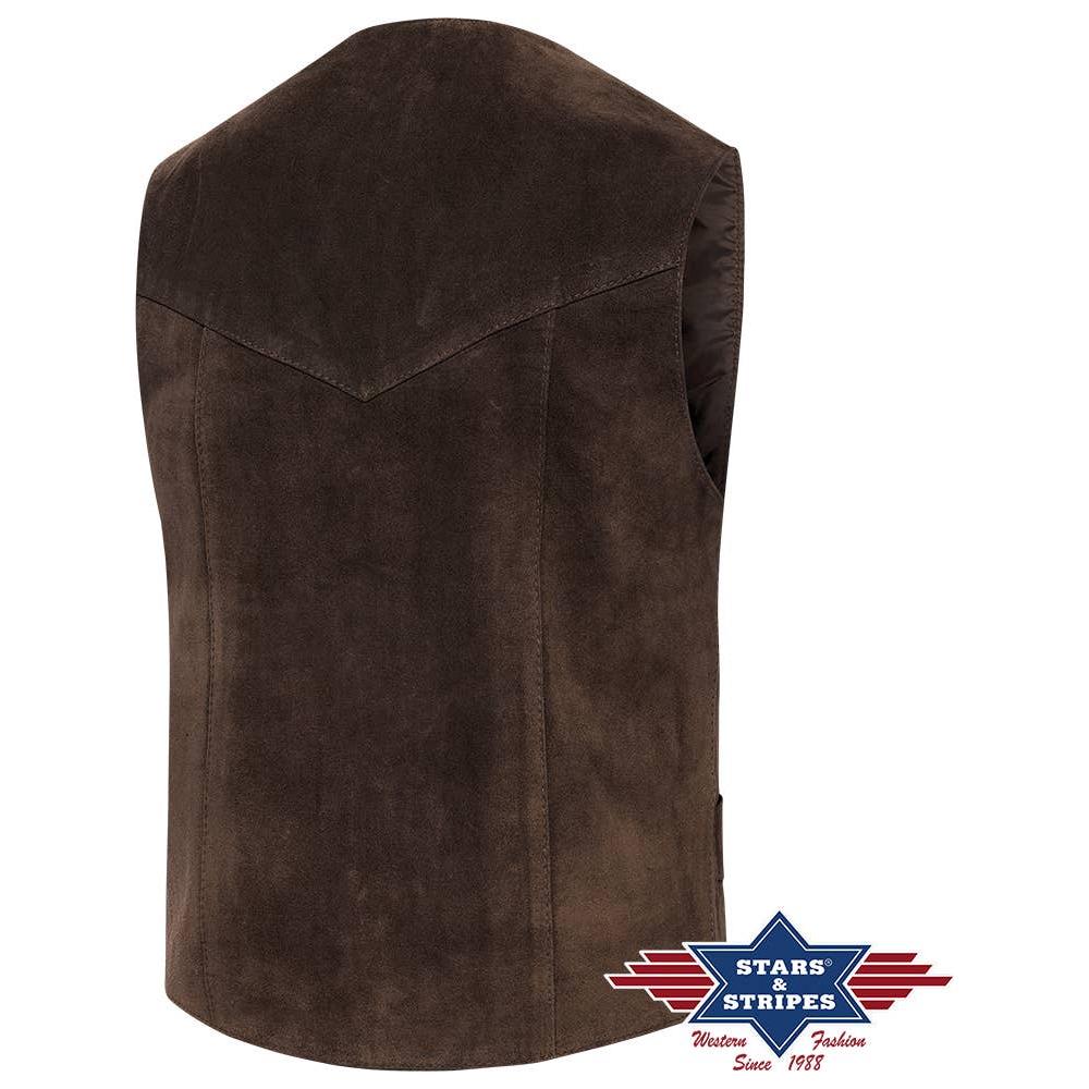 Stars & Stripes® - Western leather vest - Alabama CHOCO