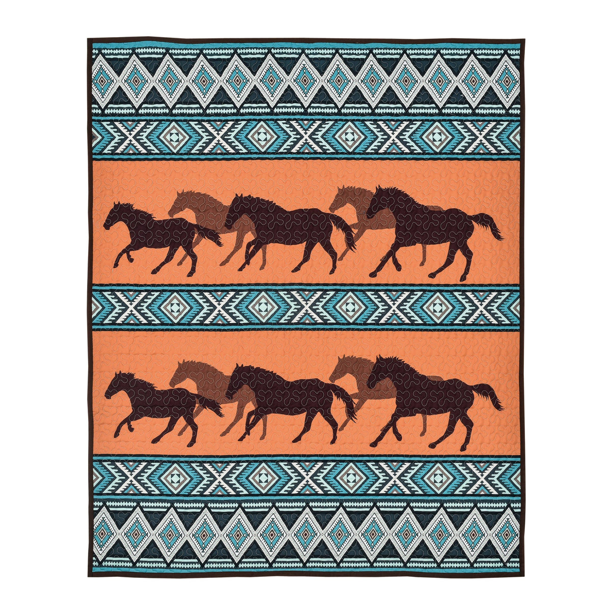 Dusk Gallops Boho Horse Decorative Throw Quilt Blanket