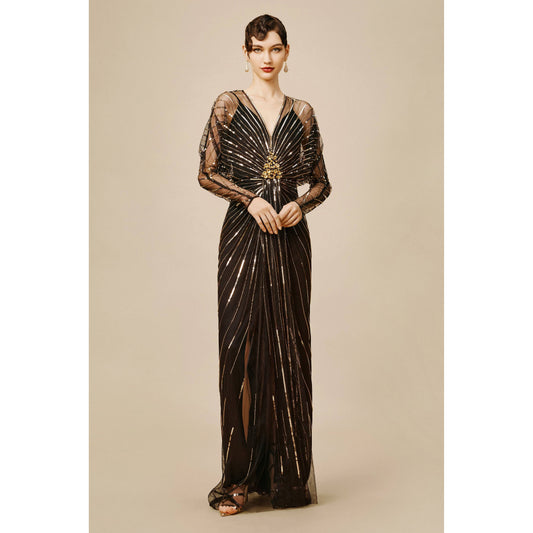 Zouzou Crystal-Encrusted Plus Size Evening Gown