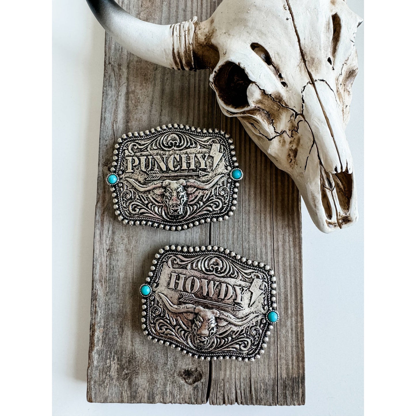 Western Typography Belt Buckle - Howdy - Punchy - Concho