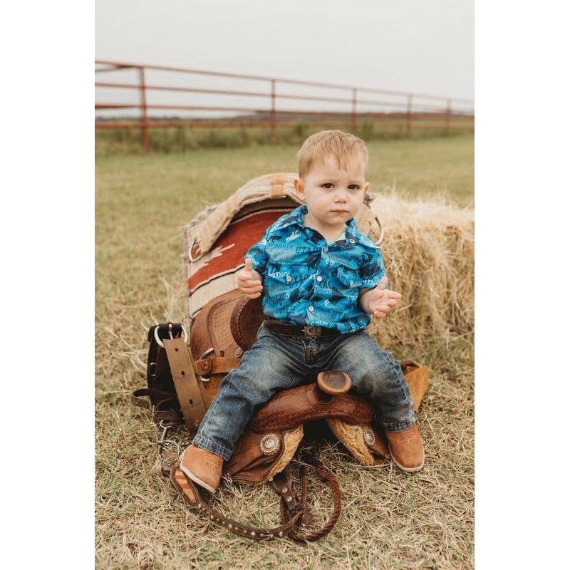 Rodeo Road Blue SS Pearl Snap Onesie