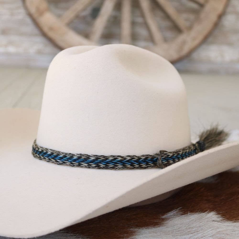 Willow Lane Hat Co. - Horsehair Braided Blue Single Tassel Hat Band - Caleb