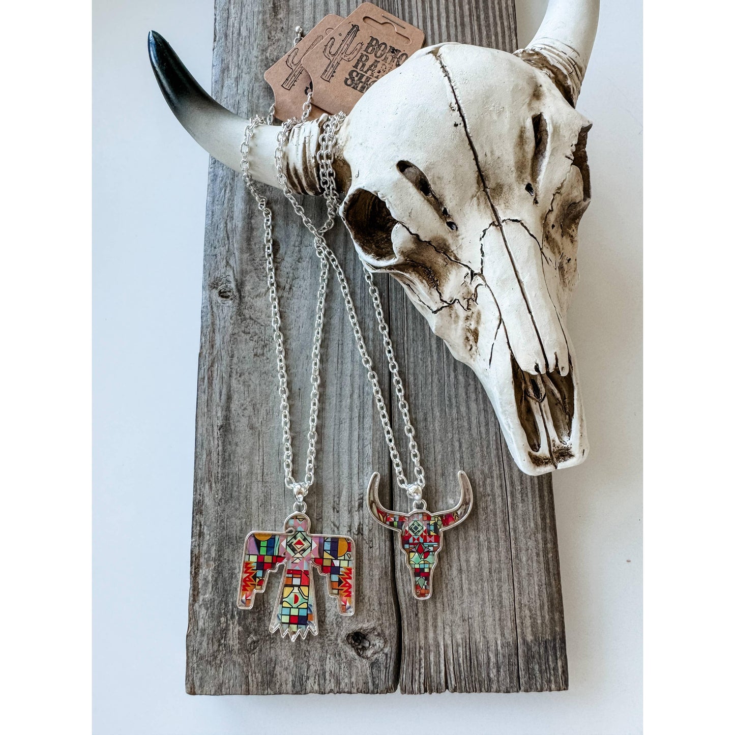 Boho Ranch Shop - Western Print Pattern Necklace - Thunderbird \ Steer