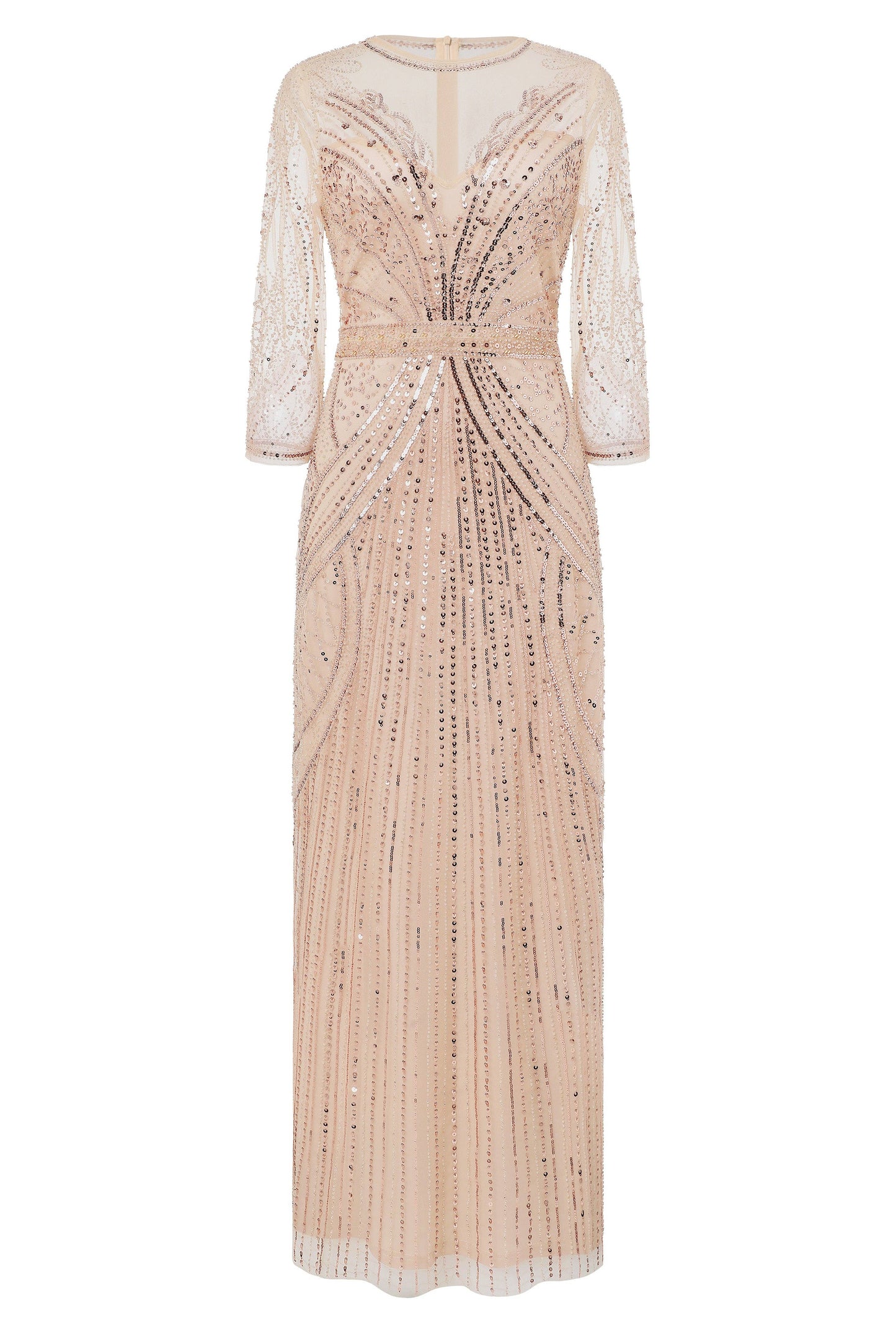Geometric Symmetry Sequin Embellished Evening Gown