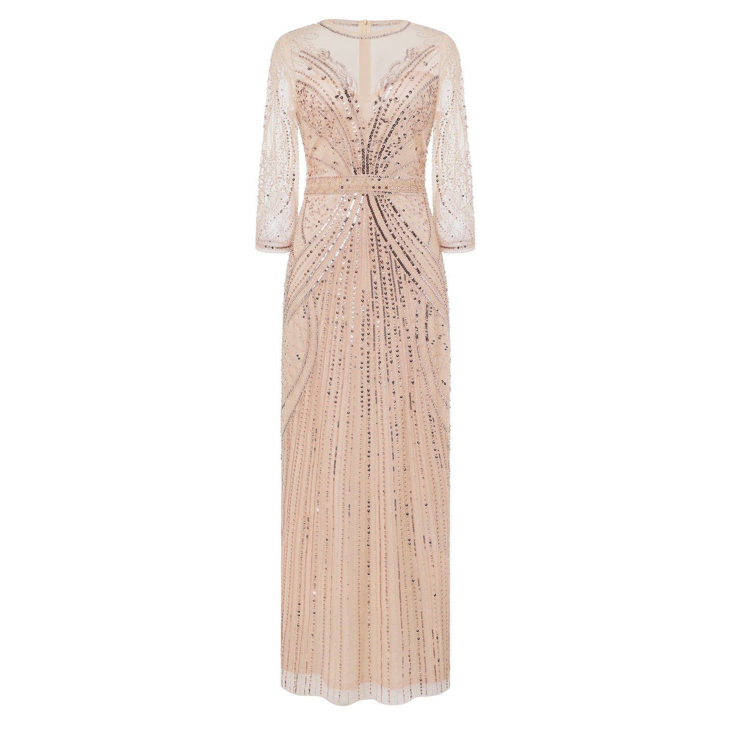 Geometric Symmetry Sequin Embellished Evening Gown