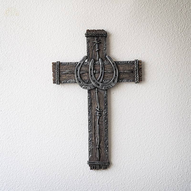 Western Crucifix with Horseshoe Wall Plaque