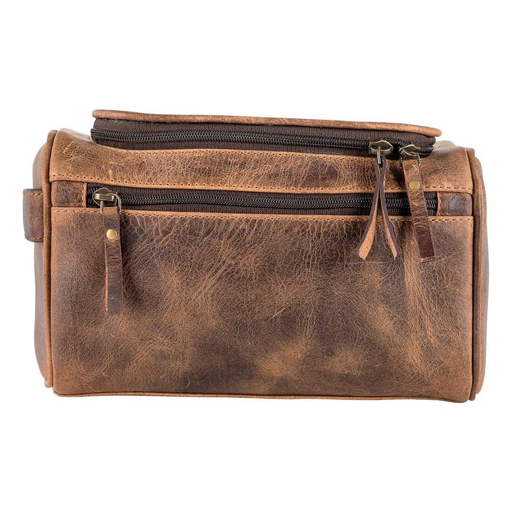 Sixtease Bags - Genuine Leather Unisex Wash Bag - Rustic Brown