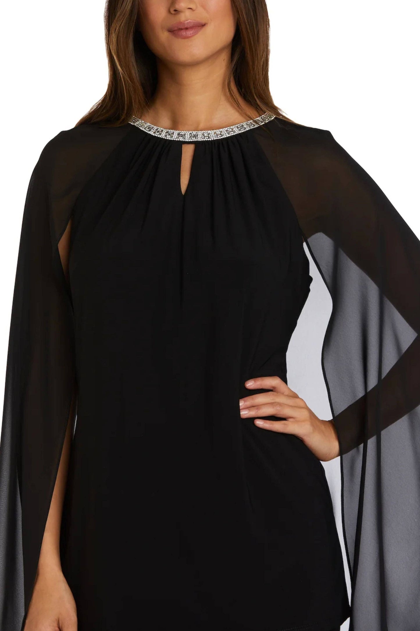 RM Richards Embellished Sheer Cape 2-Piece Set
