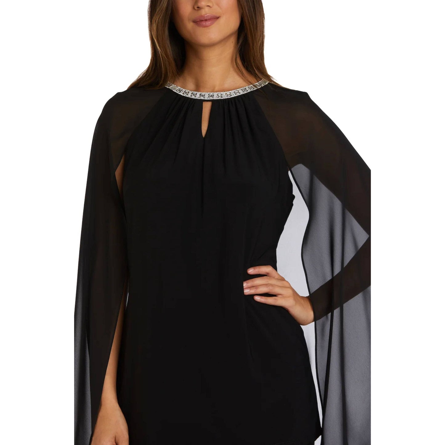 RM Richards Embellished Sheer Cape 2-Piece Set