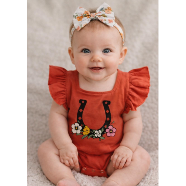 Girls Horseshoe onesies with frill sleeves.GMA-2074