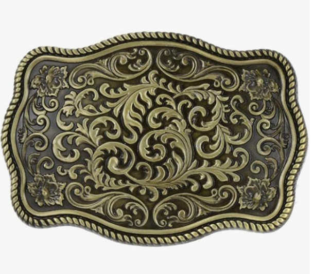 Rectangle Flora Etched Buckle 1812BNZ
