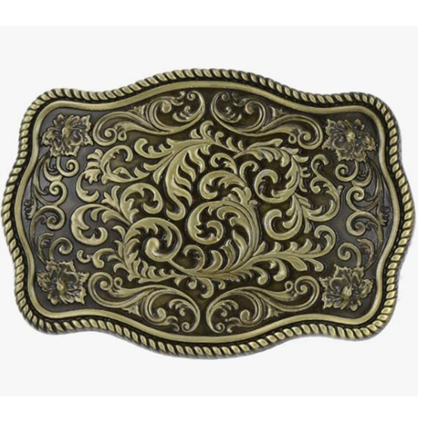 Rectangle Flora Etched Buckle 1812BNZ