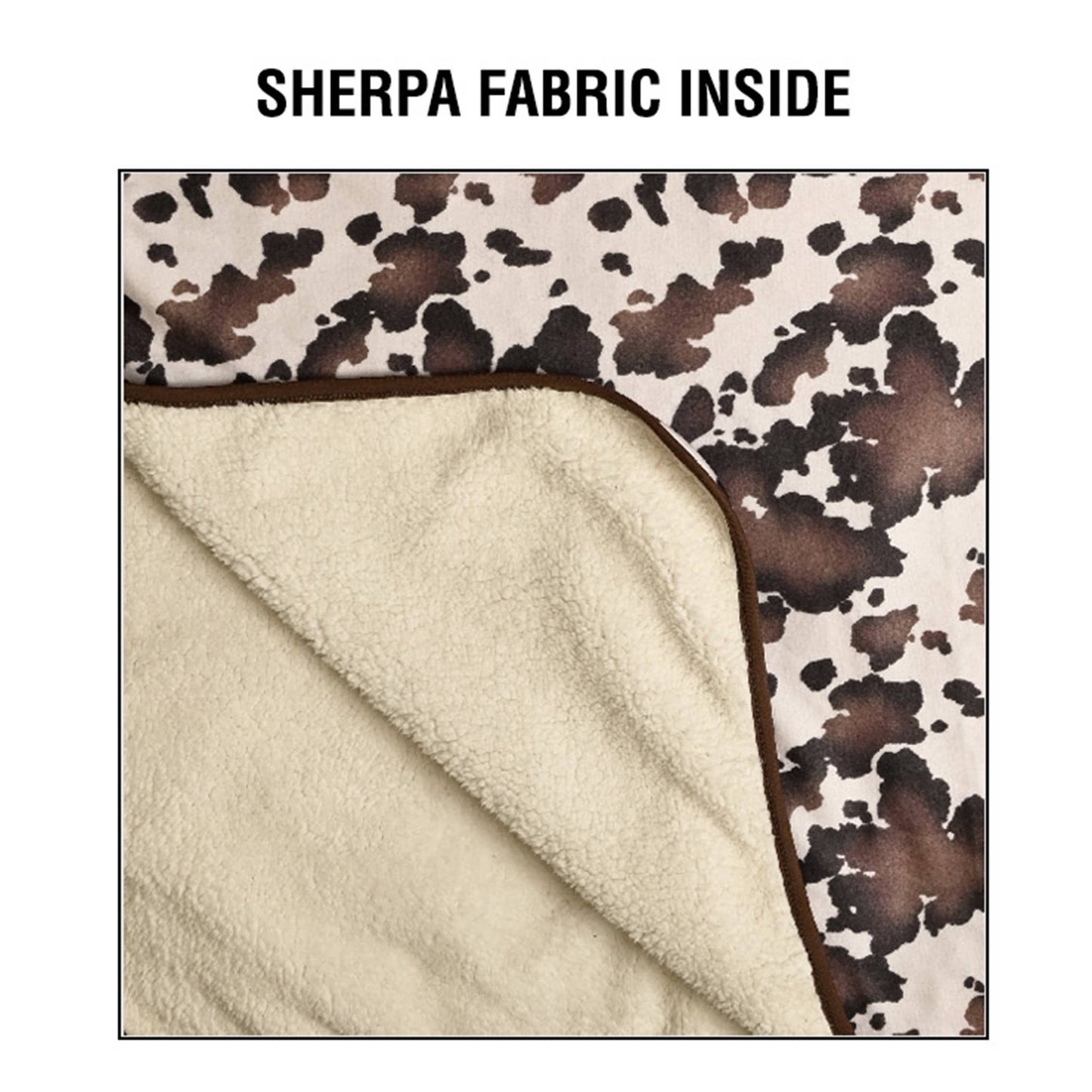 C.C Cow Print Pattern with Sherpa Throw Blanket