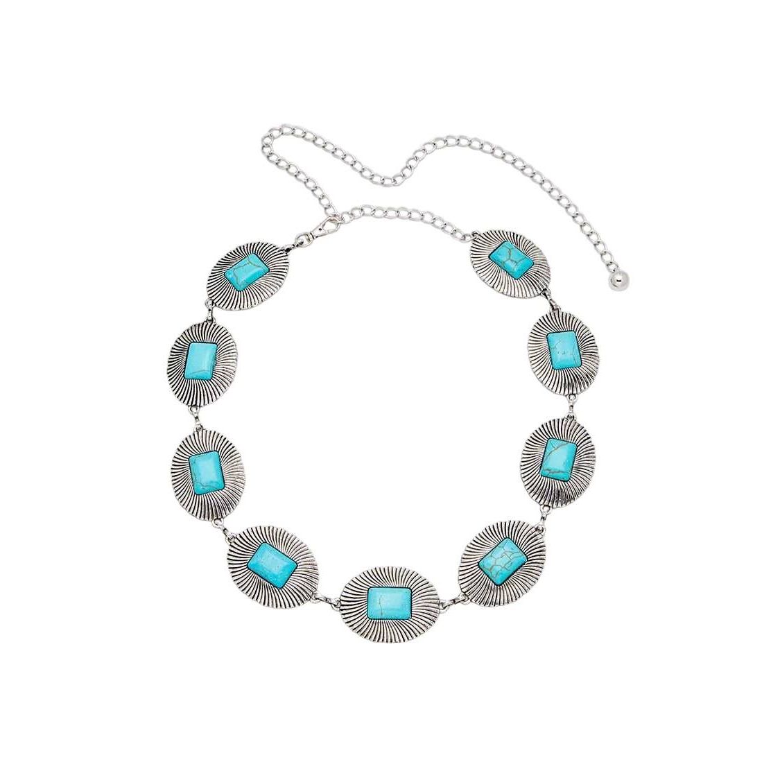 Western Chain Belt- Turquoise Station Link by Rope & Spur