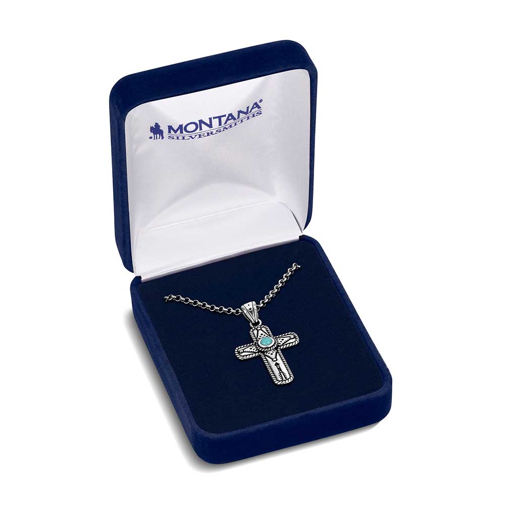 Montana Silversmith Faith on Point Turquoise Cross Necklace NC5303