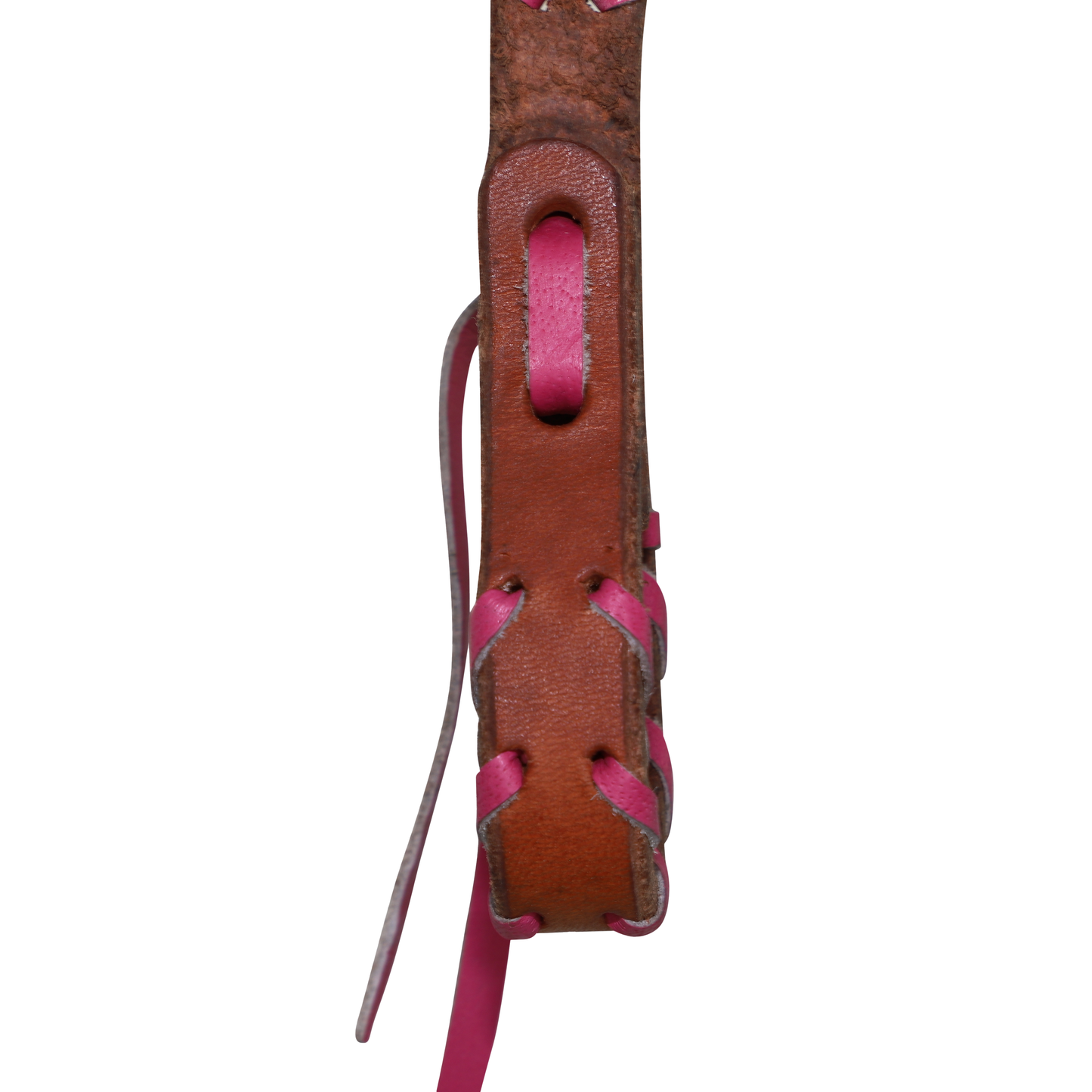 Grewal Equestrian - Western Brown & Pink Woven Leather Horse Reins