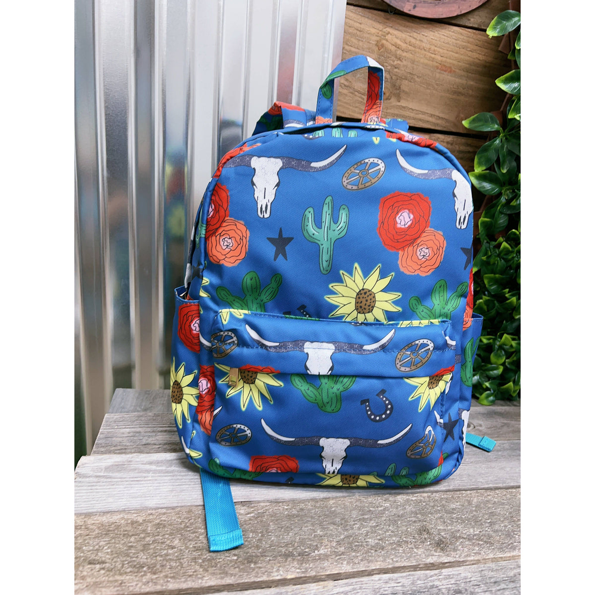 LONGHORN COW, CACTUS, SUNFLOWER PRINTED BACKPACK. BP-202323-