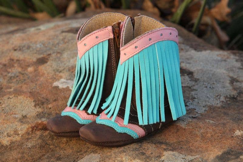"Lyddie" Turquoise Baby Boots
