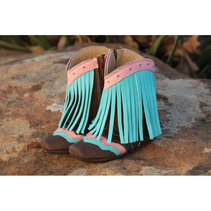 "Lyddie" Turquoise Baby Boots