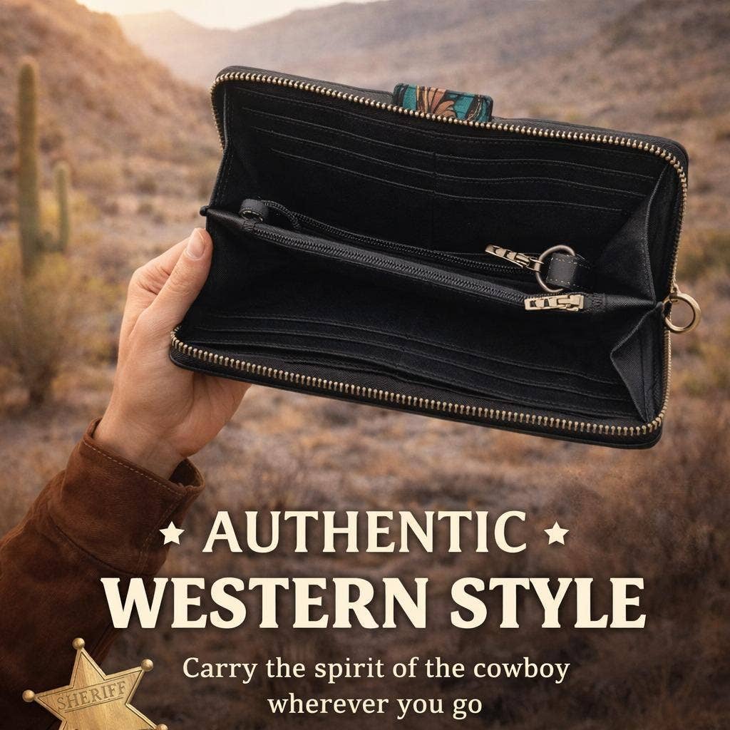 Leather Cowhide Wallet - Wallets For Women