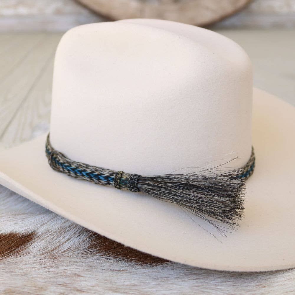 Willow Lane Hat Co. - Horsehair Braided Blue Single Tassel Hat Band - Caleb