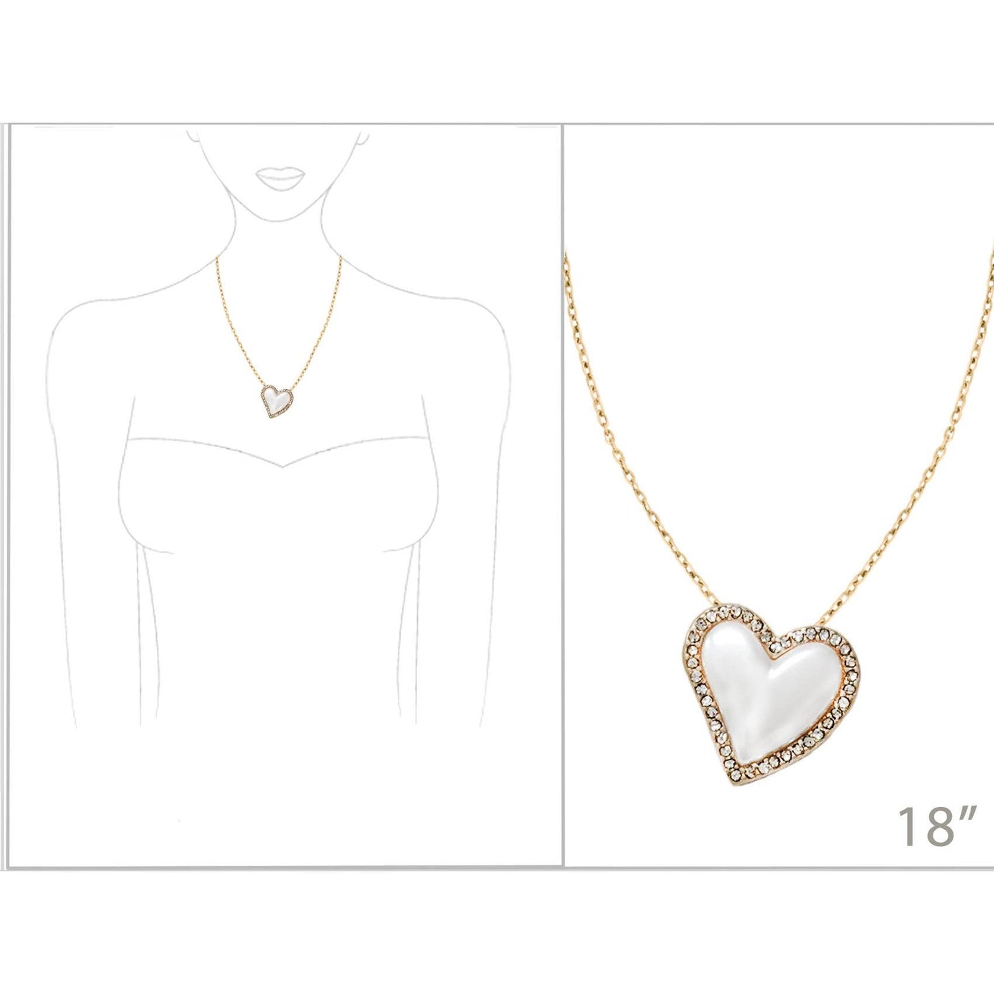 Pearl with Rhinestone Heart Necklace