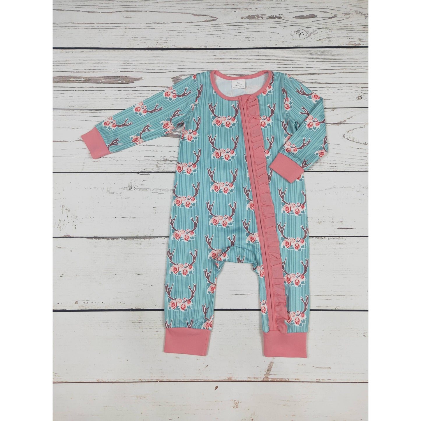 sassy kids palace - Baby Deer Flower Printed Zip Sleeper