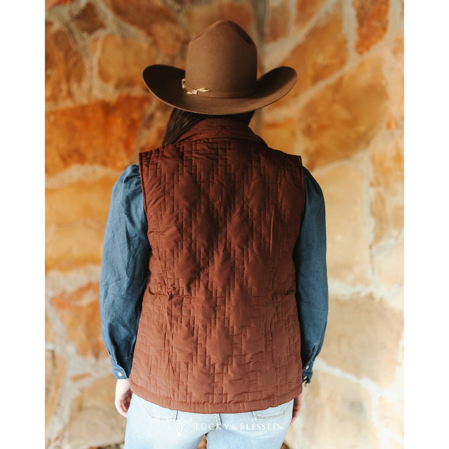 Solid Brown Quilted Vest