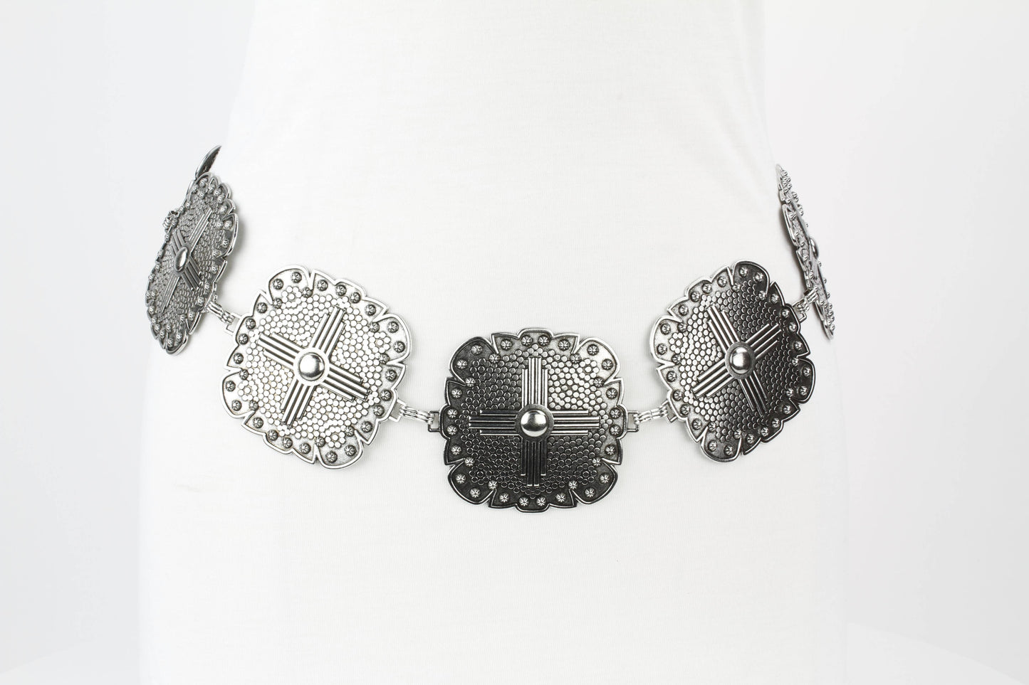Women’s Medallion Chain Belt with Cross Design ABB MTL 1010