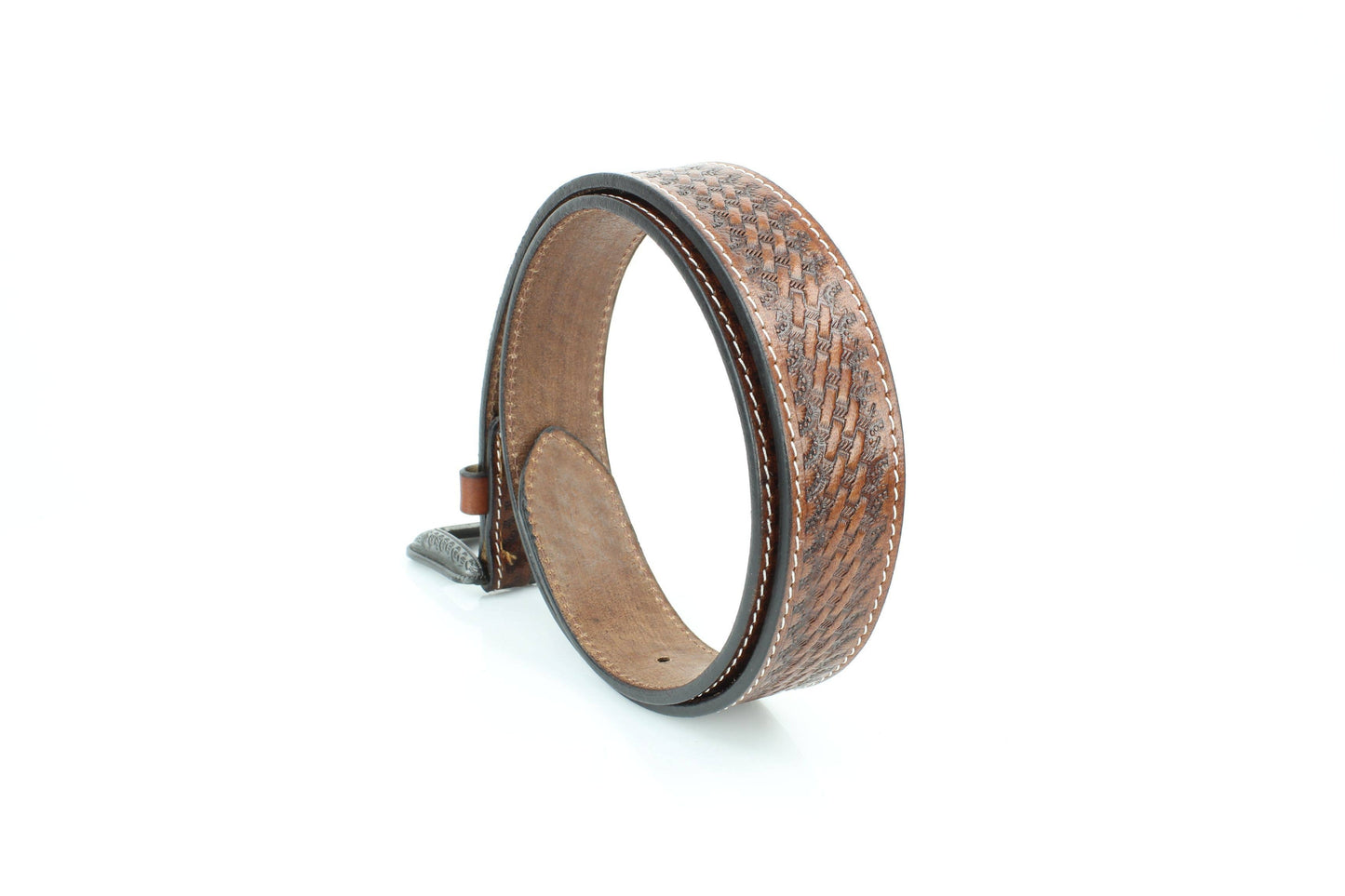Basketweave Leather Belt with Floral Buckle RMB 002