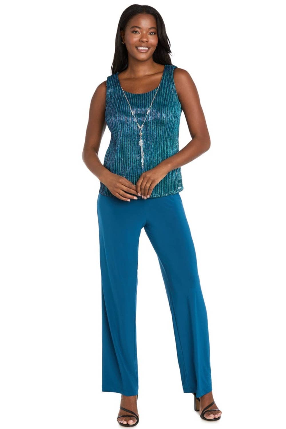 RM Richards Metallic 3-Piece Evening Pants Suit