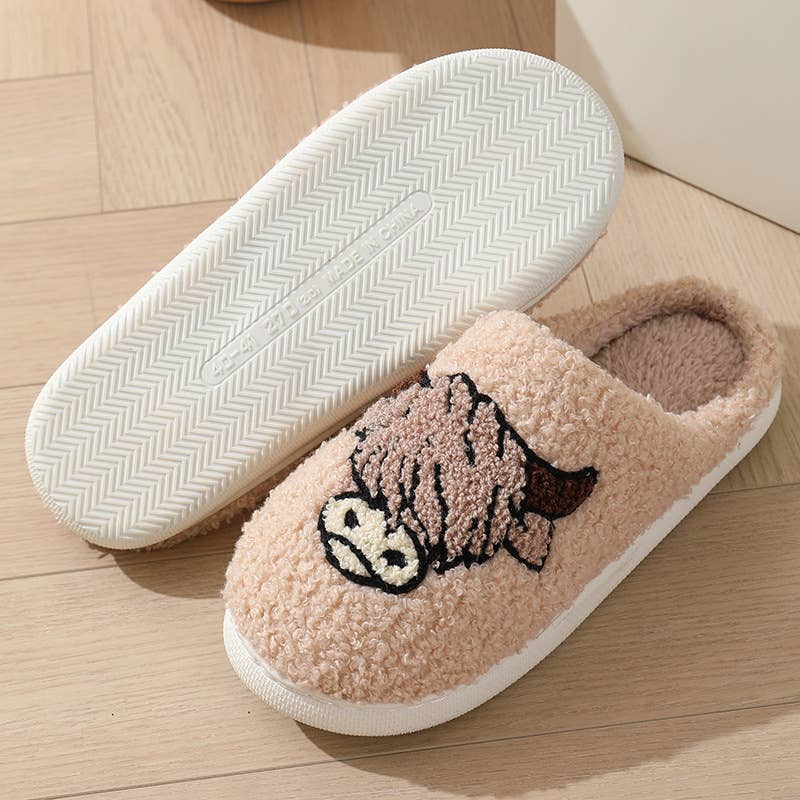 Western Bull Knit Plush Home Slippers