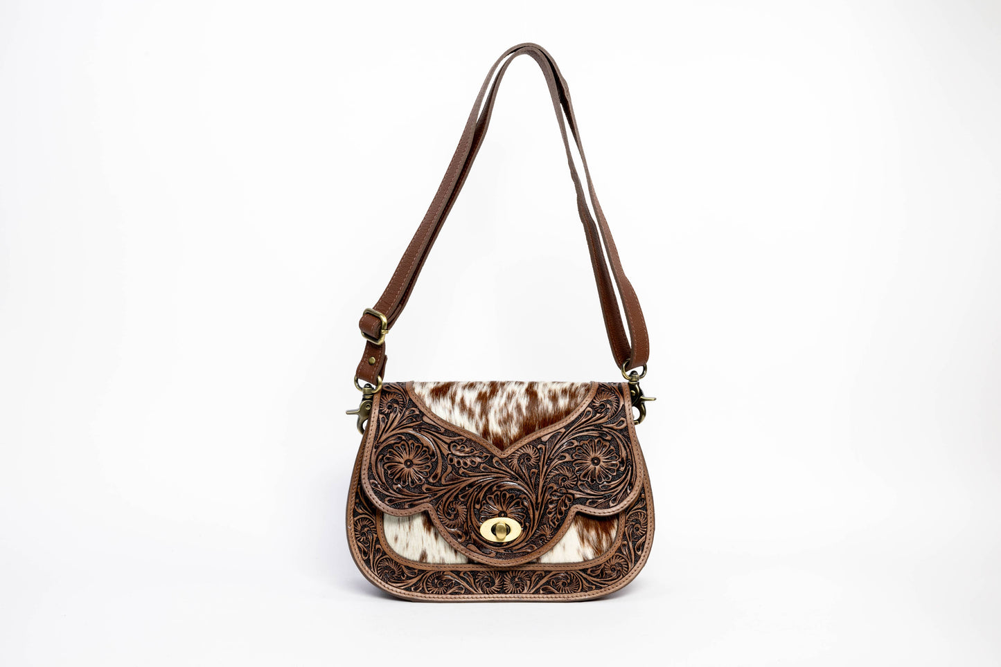 Brown Scalloped Flap Leather Purse ABHB 18-25205