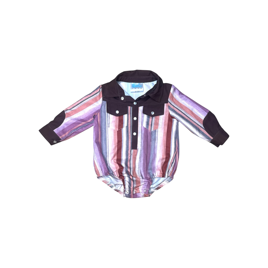 Cowgirl Aztec LS Pearl Snap Onesie, 0M-2T