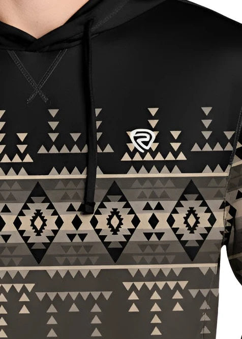 ROCK & ROLL DENIM BLACK BORDER PRINT PERFORMANCE HOODIE BM94T09618