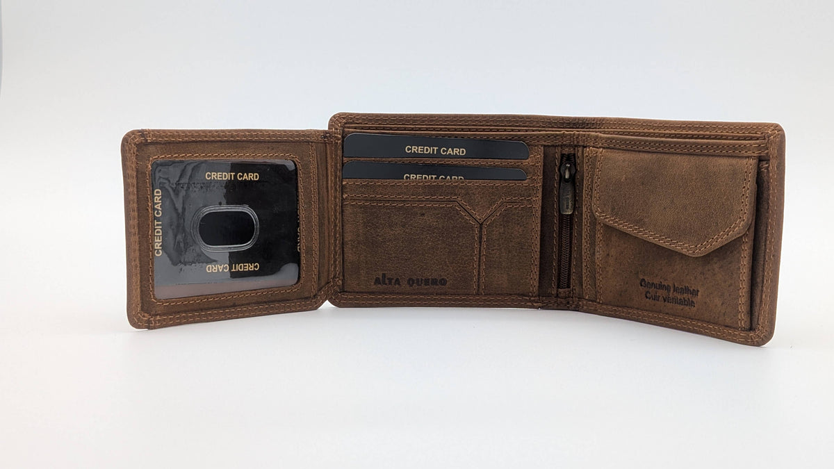 Mens Wallet, Brown Leather, RFID Protection Maple 383