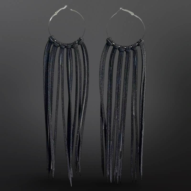 Western Suede Leather Hoop Earrings
